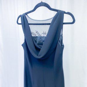 Evan Picone Chiffon Draping Back Cocktail Dress w/ Satin Lining Size 12 Black